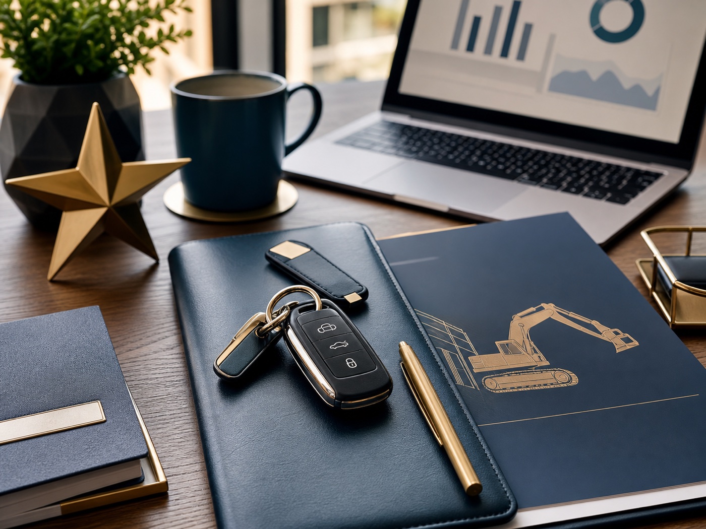 Commercial and personal finance planning at a business desk